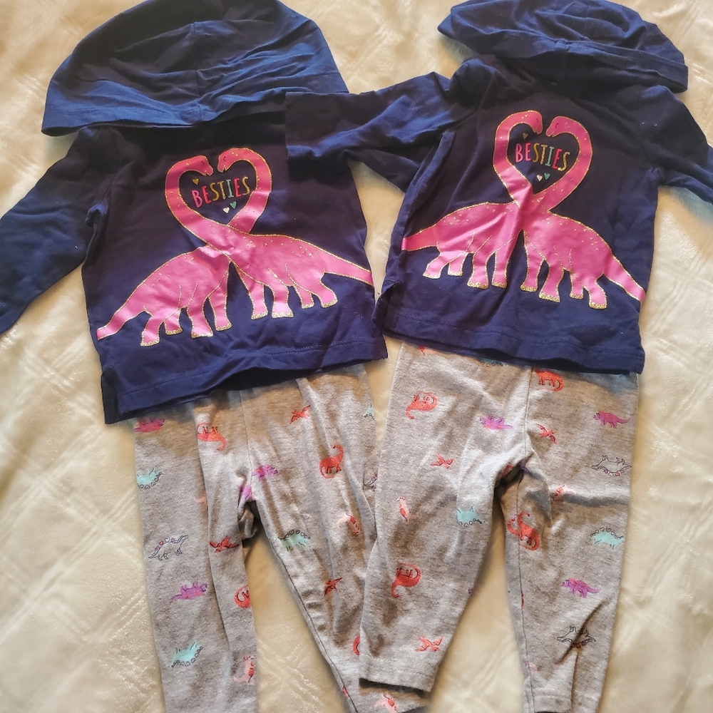 6 month twin baby girls dinosaur besties outfits